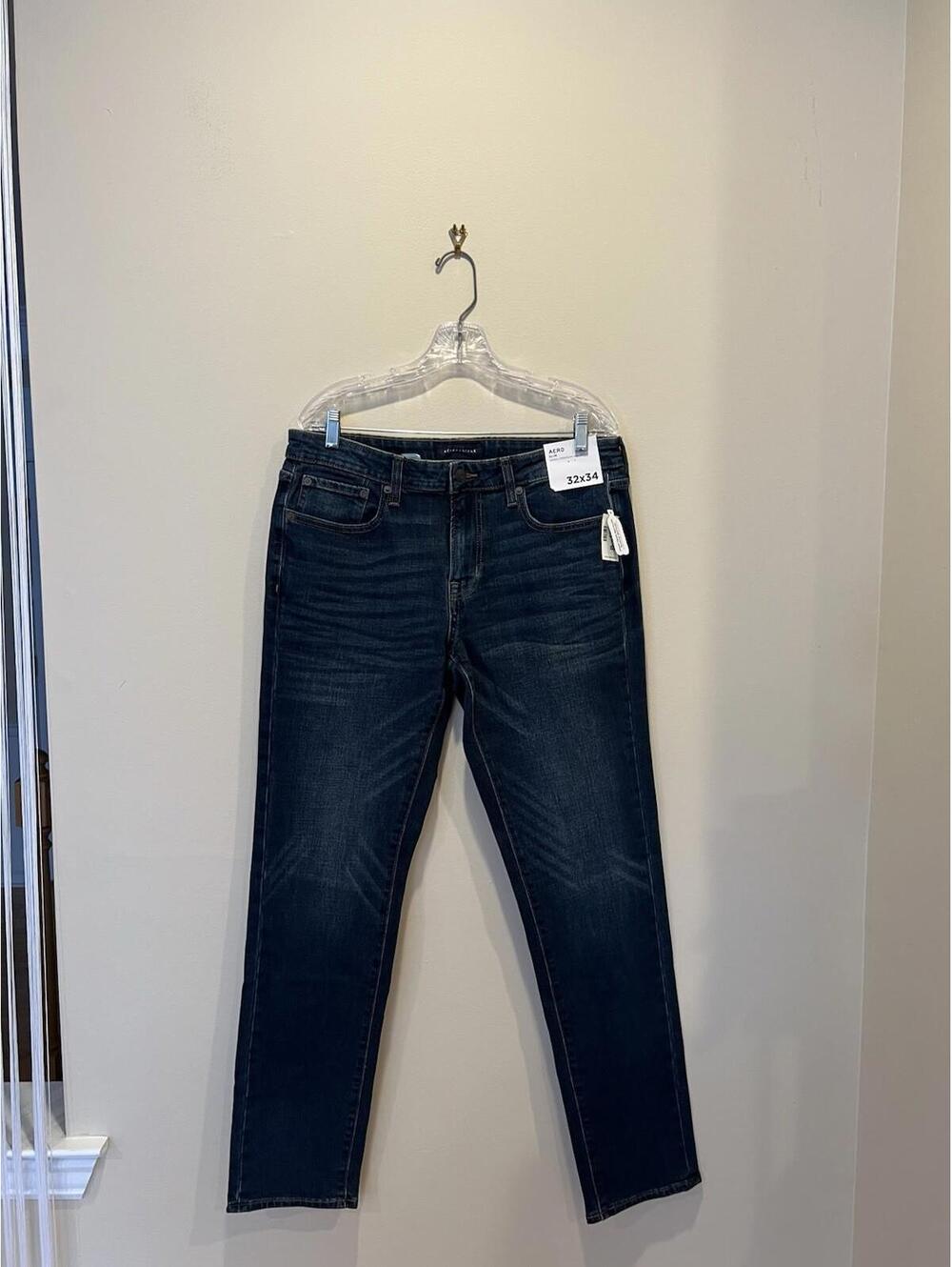 Aeropostale AERO Slim Jeans Mens 32x34 Dark Wash Air Denim